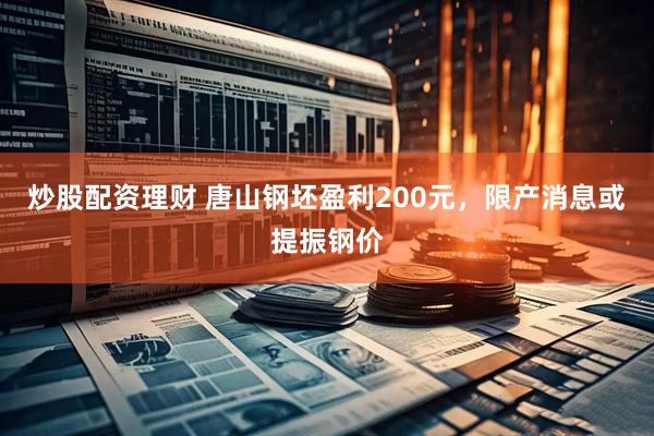 炒股配资理财 唐山钢坯盈利200元，限产消息或提振钢价