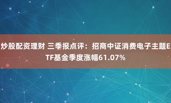炒股配资理财 三季报点评：招商中证消费电子主题ETF基金季度涨幅61.07%