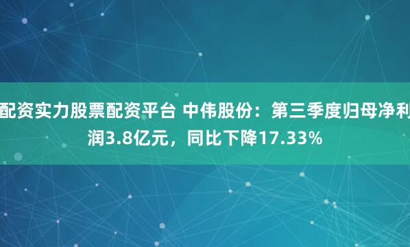 配资实力股票配资平台 中伟股份：第三季度归母净利润3.8亿元，同比下降17.33%