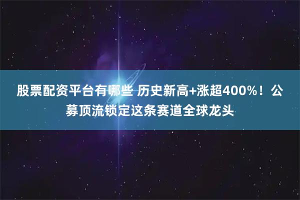股票配资平台有哪些 历史新高+涨超400%！公募顶流锁定这条赛道全球龙头